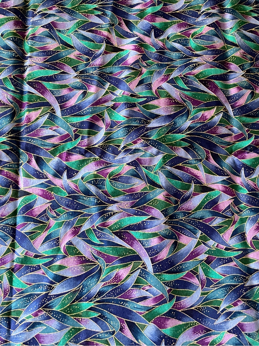Quilting Sewing Craft Material Harvest Robert Kaufman 1.75 Yds Green Purple Blue